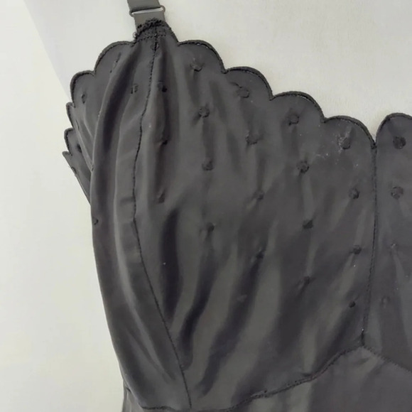 Vintage Black Barbizon Candie Tafredda Scalloped Edges Sexy Unique Slip Dress - Picture 12 of 16